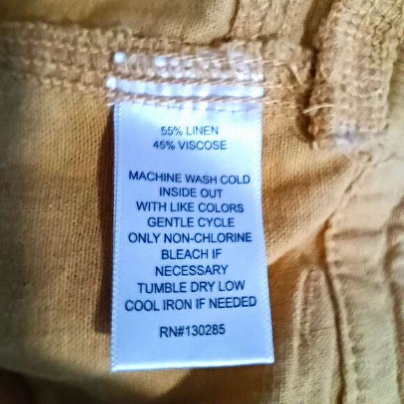 Per Se Pull On Drawstring Linen Blend Pants Yellow Gold Women's L - Picture 7 of 11